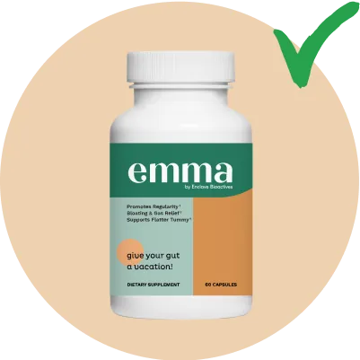 EmmaRelief supplement bottle with quality check mark